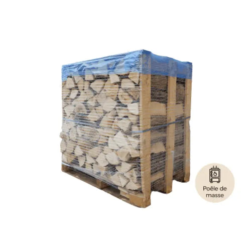 Palette de 1st de bois de chauffage en 33cm spécial poêle de masse - sec séchoirs - prêt à l'emploi - résineux/feuillus MV combustibles