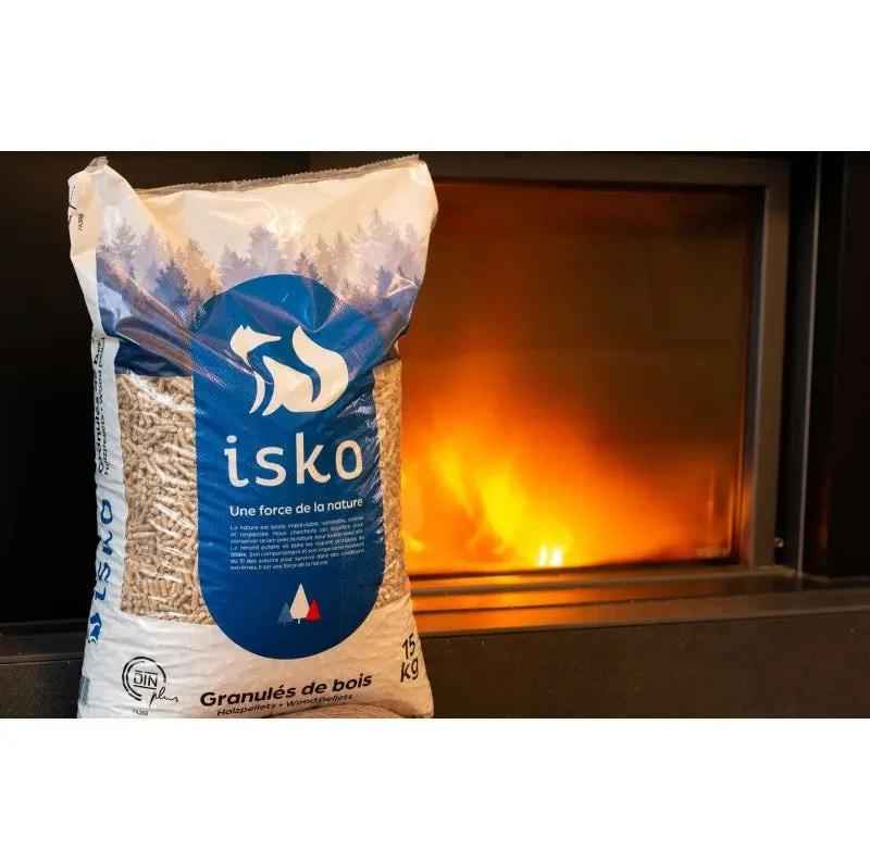 Granulés de bois ISKO – Palette 70 sacs (1050 kg) – DIN+ 100 % résineux Piskorski Bois Énergie